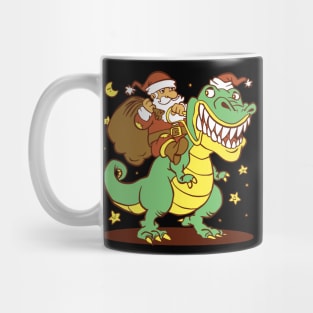 Funny Santa riding T-rex Mug